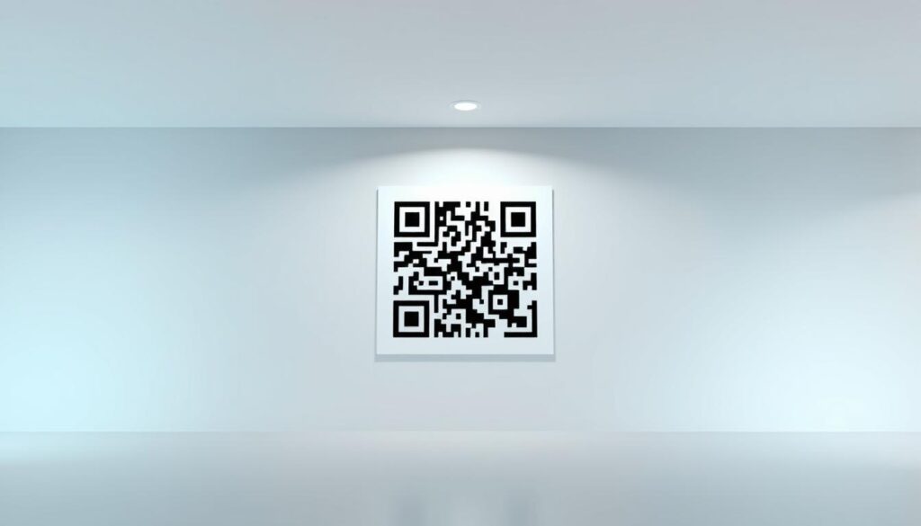 A high-quality digital rendering of a payout odds calculator QR code displayed on a clean, minimalist background. The QR code should be central and prominent, with a sleek, modern design that conveys a sense of precision and utility. The lighting should be soft and evenly distributed, creating a simple, elegant atmosphere. The overall composition should be balanced and visually appealing, drawing the viewer's attention to the essential information represented by the QR code. The image should be captured at a medium-close angle, allowing the QR code to fill a significant portion of the frame without distracting background elements.
