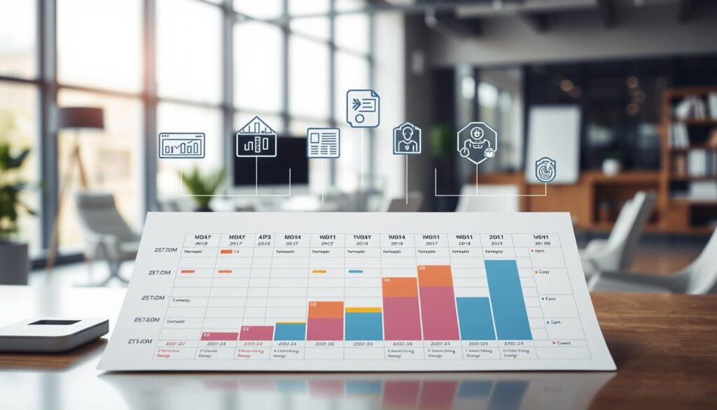 A sleek and modern loss prevention strategy chart designed for a professional business setting. In the foreground, a detailed weekly and monthly chart showcases various metrics, color-coded categories representing different loss limits. The middle layer features abstract icons symbolizing strategies like analytics, alerts, and monitoring tools, all neatly arranged around the chart. The background includes a soft-focus office environment with minimalistic furniture, large windows allowing natural light to flood the space, creating a bright and optimistic atmosphere. The overall mood is strategic and professional, emphasizing organization and foresight in loss prevention. The image is captured from a slightly elevated angle, enhancing the perspective of the chart and workspace without any text or watermarks. A sleek and modern loss prevention strategy chart designed for a professional business setting. In the foreground, a detailed weekly and monthly chart showcases various metrics, color-coded categories representing different loss limits. The middle layer features abstract icons symbolizing strategies like analytics, alerts, and monitoring tools, all neatly arranged around the chart. The background includes a soft-focus office environment with minimalistic furniture, large windows allowing natural light to flood the space, creating a bright and optimistic atmosphere. The overall mood is strategic and professional, emphasizing organization and foresight in loss prevention. The image is captured from a slightly elevated angle, enhancing the perspective of the chart and workspace without any text or watermarks.