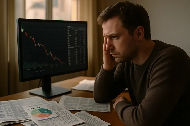 Notebook with risk controls beside a laptop showing market data