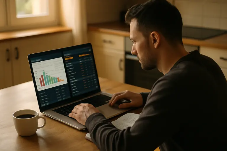 Notebook with sportsbook comparison steps beside a laptop
