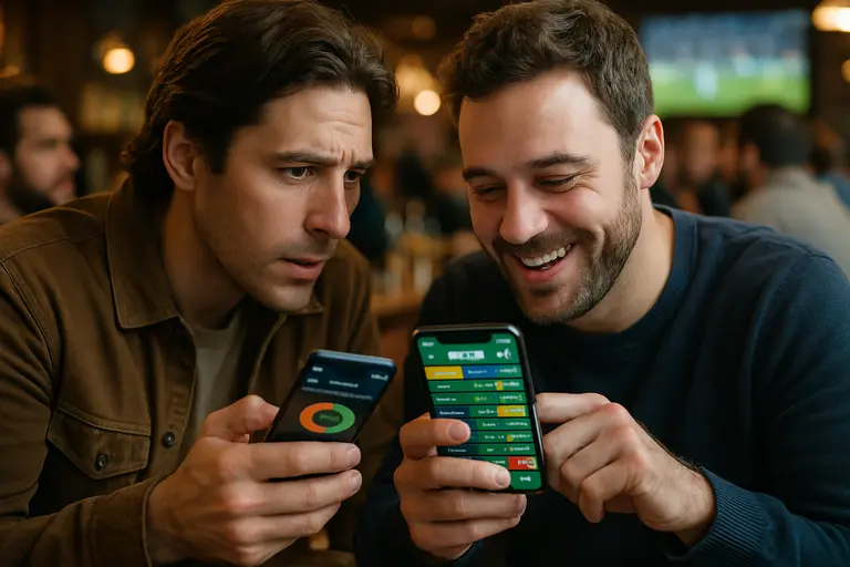 Multiple sportsbook screens compared beside a calculator and notes