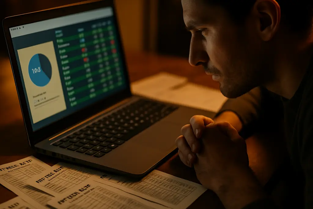 Prop betting pricing notes beside a laptop showing market comparison charts
